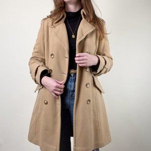 Vintage 1980s Ladies Coat Holt Renfrew Overcoat Wool Blend M